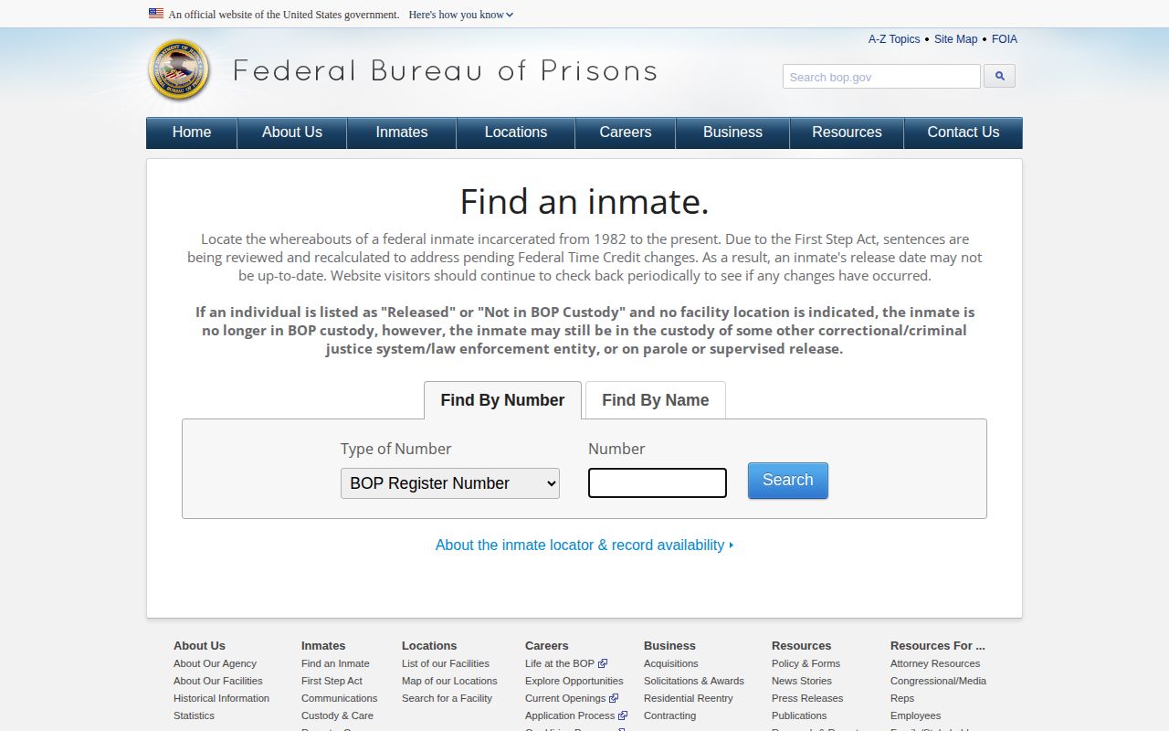 Federal BOP locator for a Decatur County release search